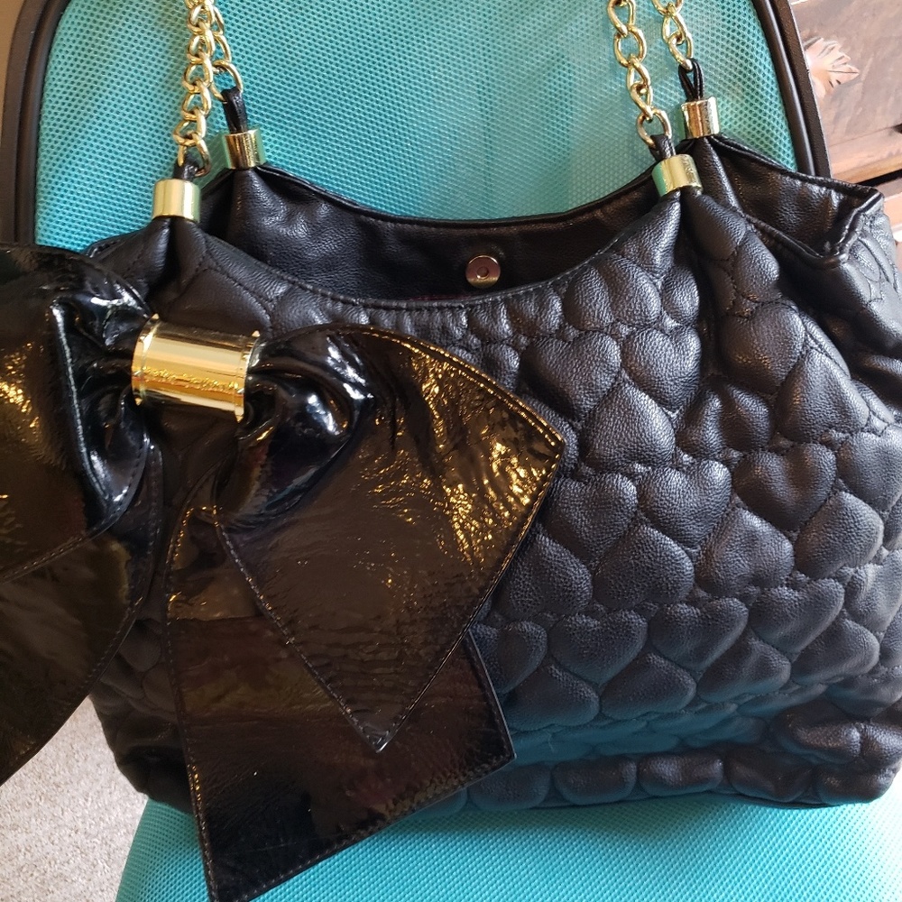Betsey Johnson handbag with black bow!